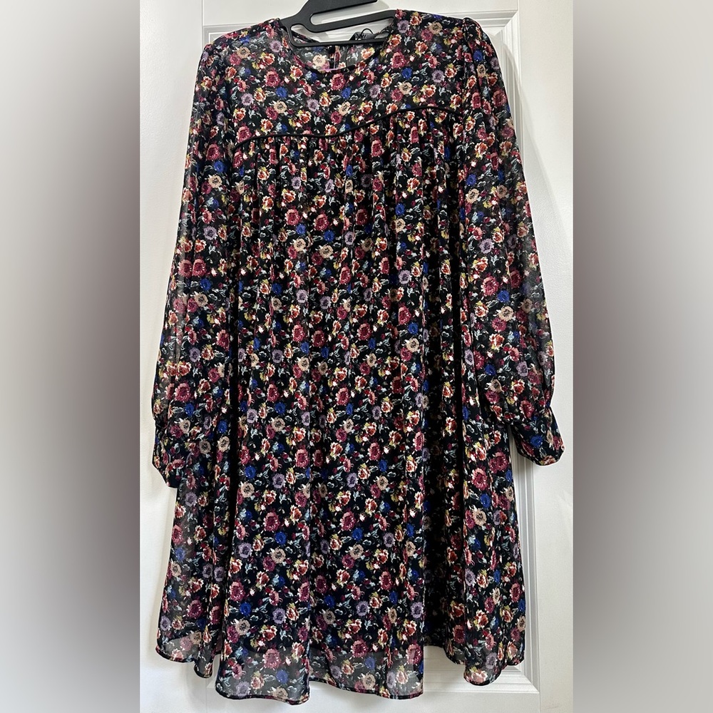 NWOT Zara mini floral dress with long sleeves
